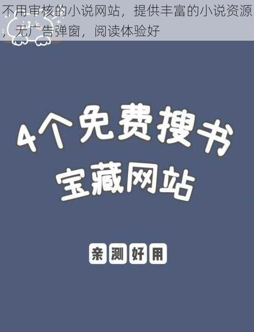 不用审核的小说网站,提供丰富的小说资源,无广告弹窗,阅读体验好