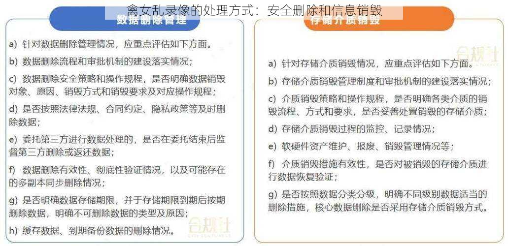禽女乱录像的处理方式:安全删除和信息销毁